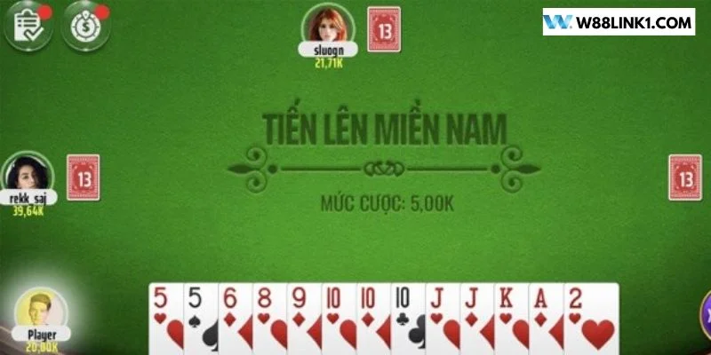 Tiến lên miền nam một trong những game bài miễn phí hấp dẫn tại W88.